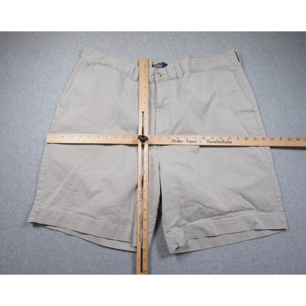 Polo Ralph Lauren Men 42 Philip Chino Shorts Beige Khaki Cotton Twill Flat Front